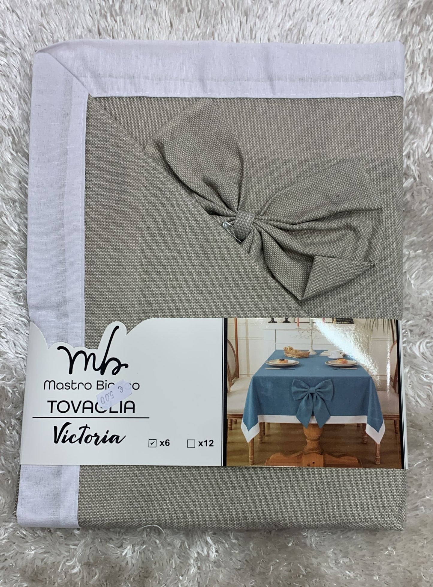 tovaglia in cotone tinta unita con fiocco removibile x 6 posti