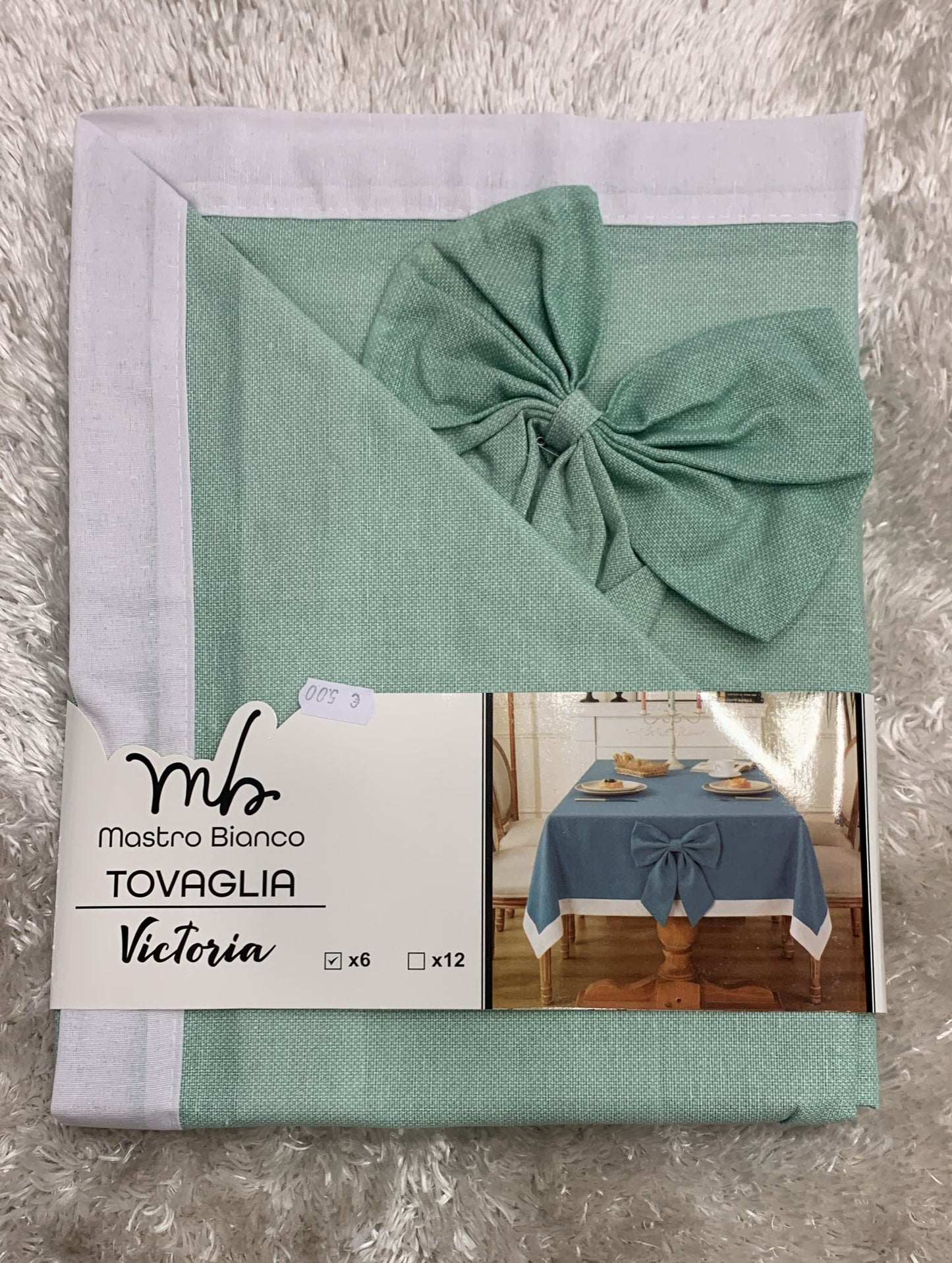 tovaglia in cotone tinta unita con fiocco removibile x 6 posti
