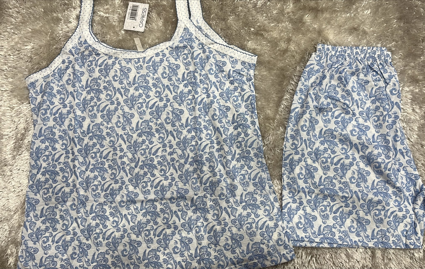 Pigiama donna calibrato bretelline e pantaloncini  Fantasia damascata