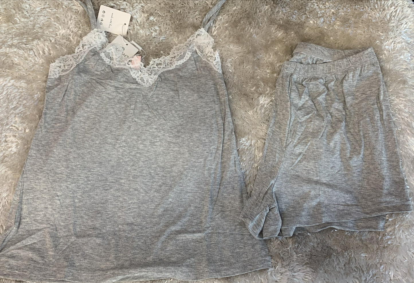 pigiama donna bretellina e pantaloncini  a costine  tinta unita