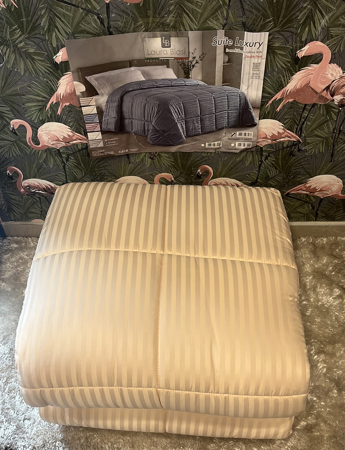 trapunta matrimoniale in morbida microfibra double face  260x270cm  super calda per affrontare questo inverno  fantasia righe