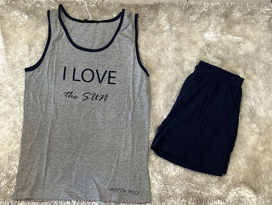 Pigiama donna in cotone spalla larga e pantaloncino  Fantasia Love