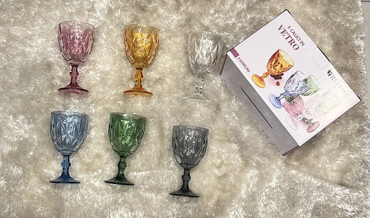 6 calici in vetro colorati