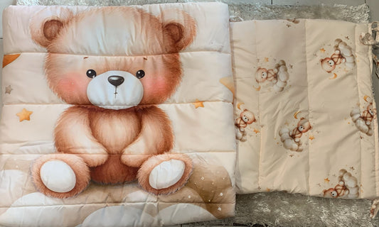 Trapunta Lettino stampata con paracolpi double face 125x100cm fantasia orsetto