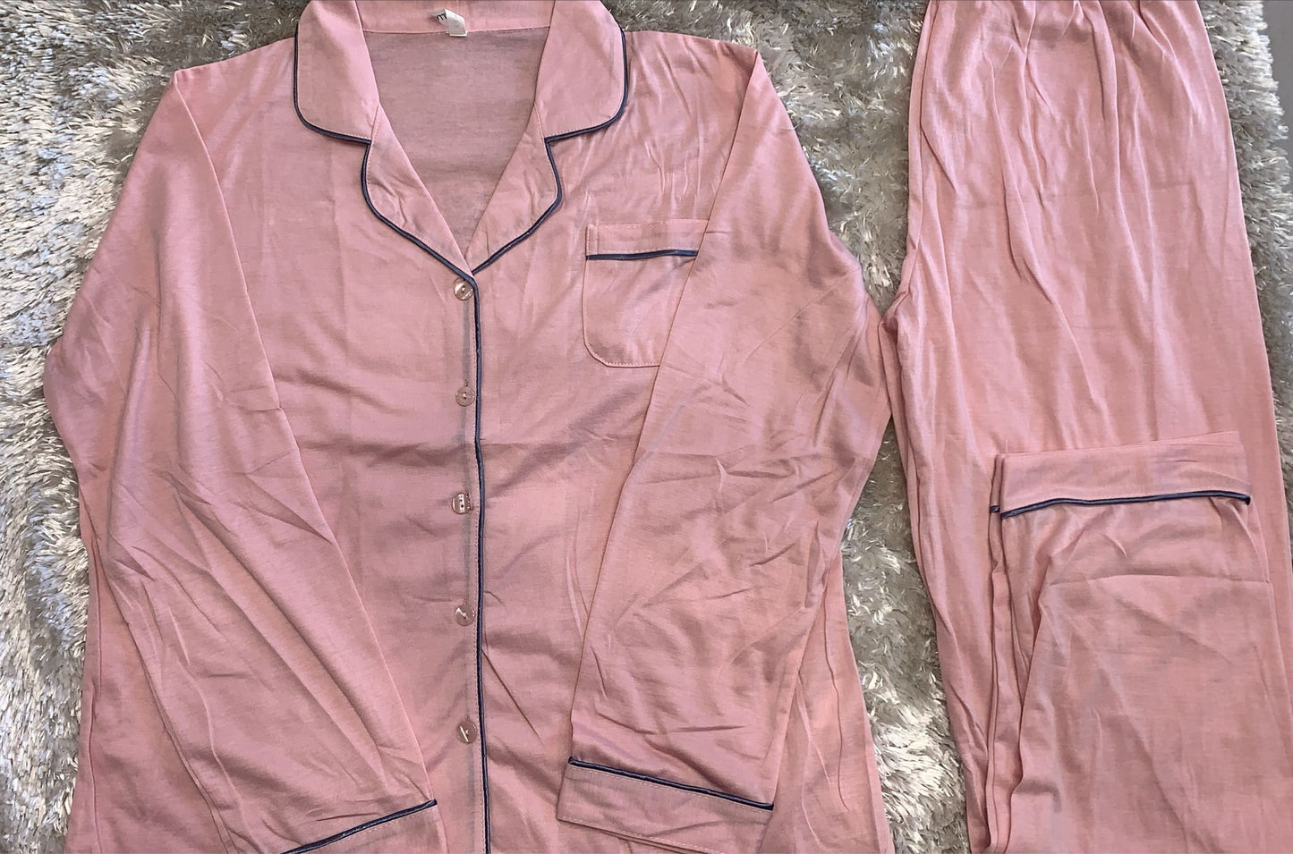 pigiama donna aperto avanti tinta unita con taschino lato cuore in cotone ( l'articolo non può essere cambiato )