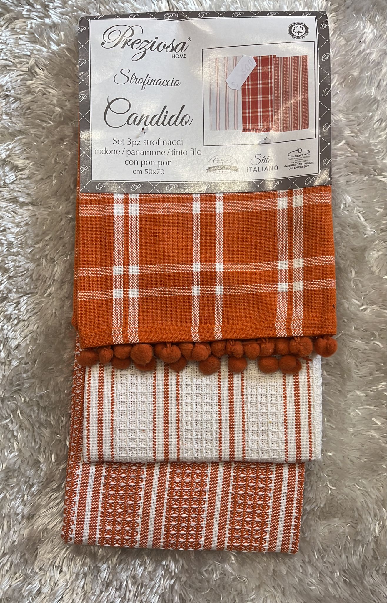 Set 3 strofinacci candida nido d ape e Panama 50x70