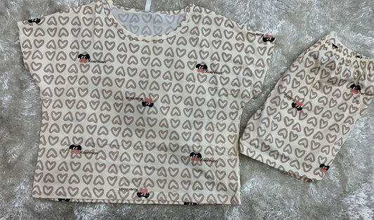 pigiama cotone elasticizzato con maglia crop top mezza manica e pantaloncini