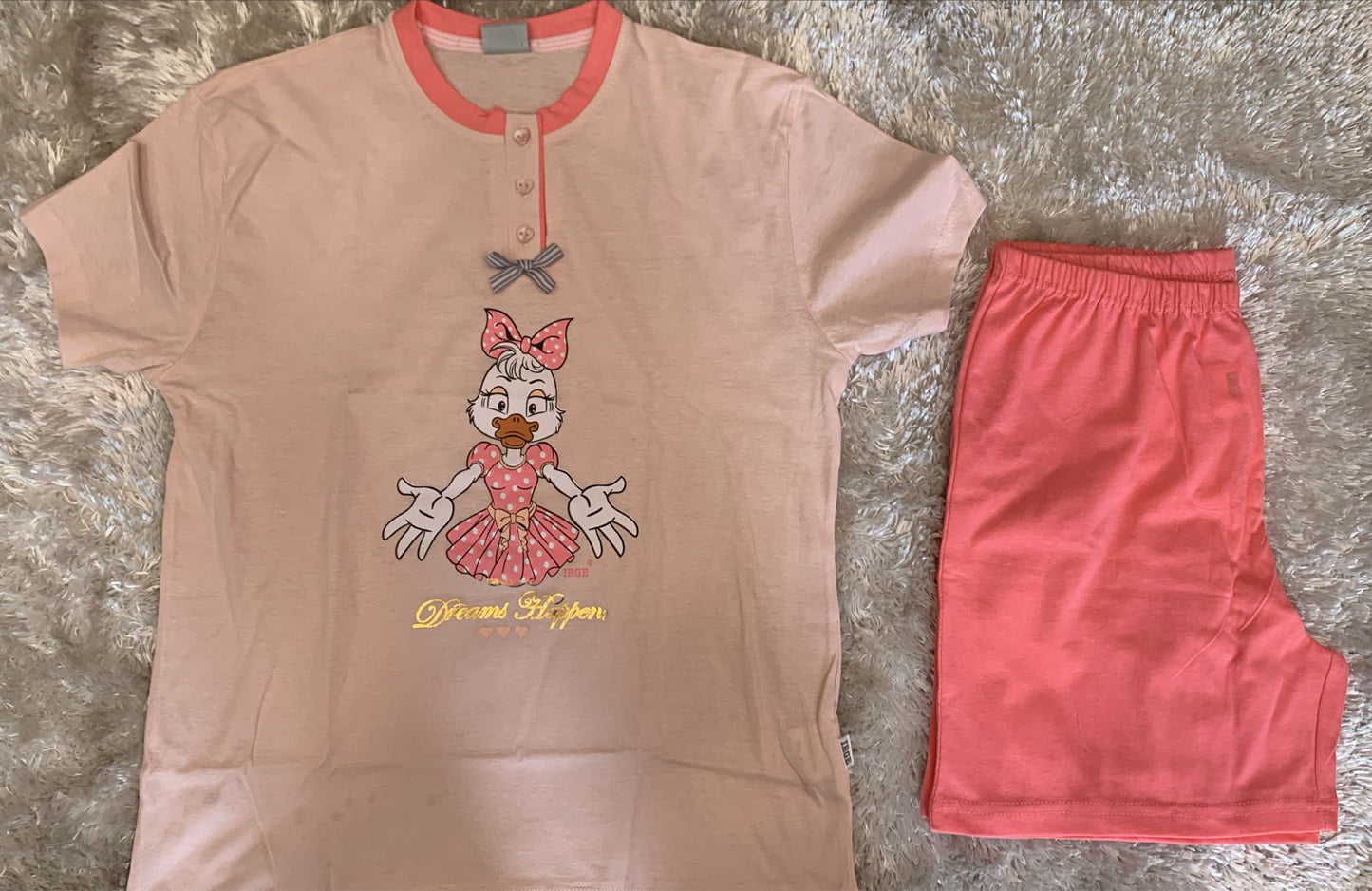 pigiama bimba 100% cotone  mezza manica e pantaloncini  con 3 bottoncini  fantasia fiori