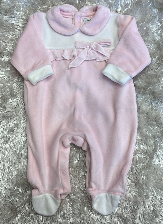 Tutina in ciniglia Neonata scatolato Rosa e panna
