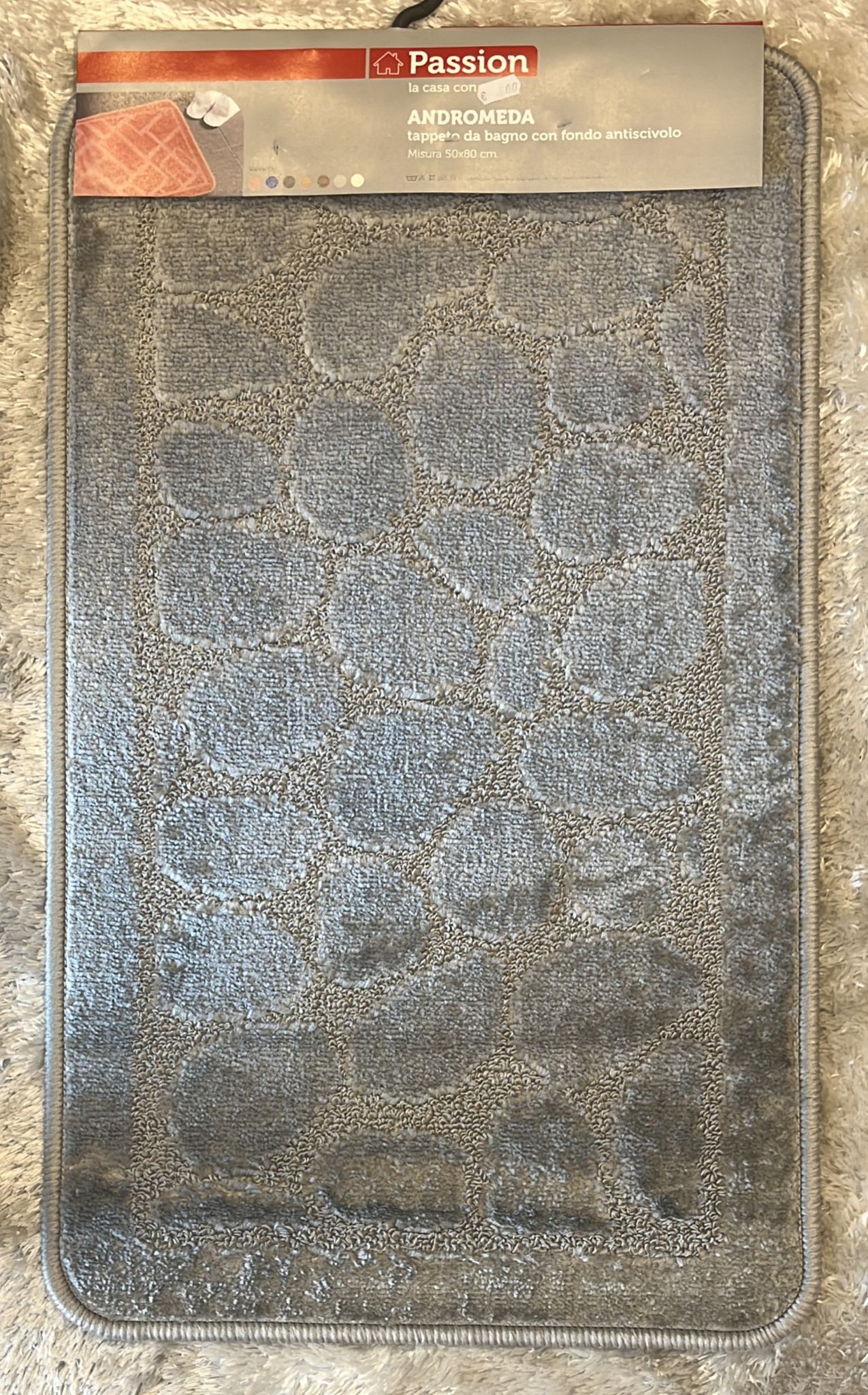Tappeto da bagno con fondo antiscivolo fantasia sassi 50x80 cm