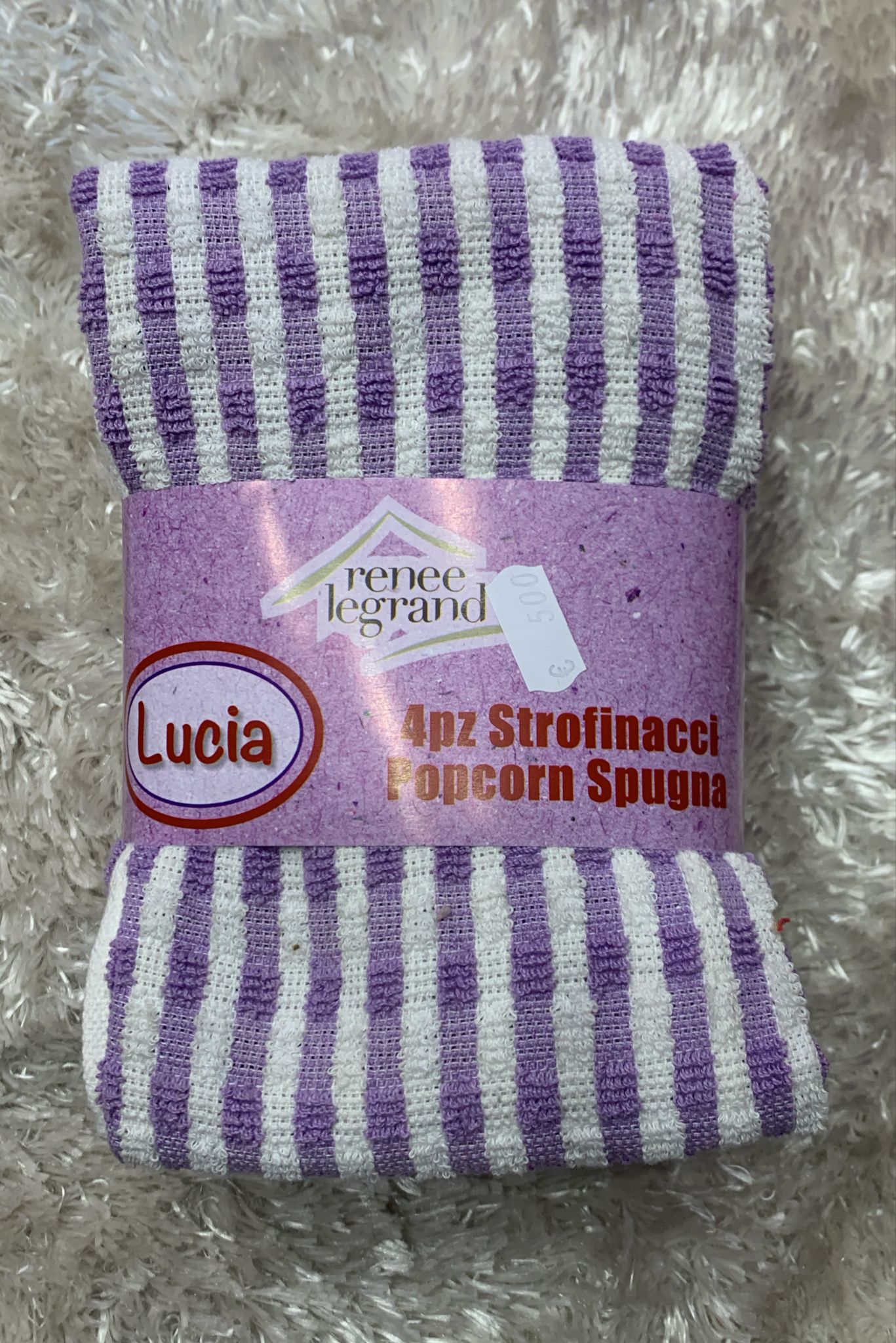 Lucia 4 strofinacci spugna  2 disegnati e 2 tinta unita