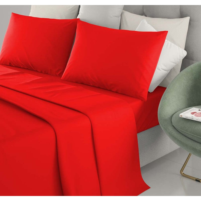 Completo letto singolo  tinta unita in puro cotone  lenzuolo sopra 150x290 cm lenzuolo sotto con angoli maxi 90x200 federa 50x80