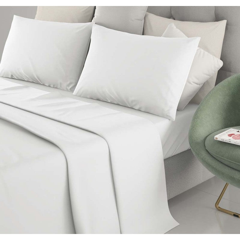 Completo letto singolo  tinta unita in puro cotone  lenzuolo sopra 150x290 cm lenzuolo sotto con angoli maxi 90x200 federa 50x80