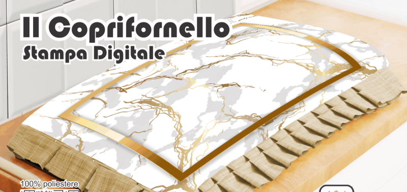 Coprifornello effetto marmo con volant  70x45cm