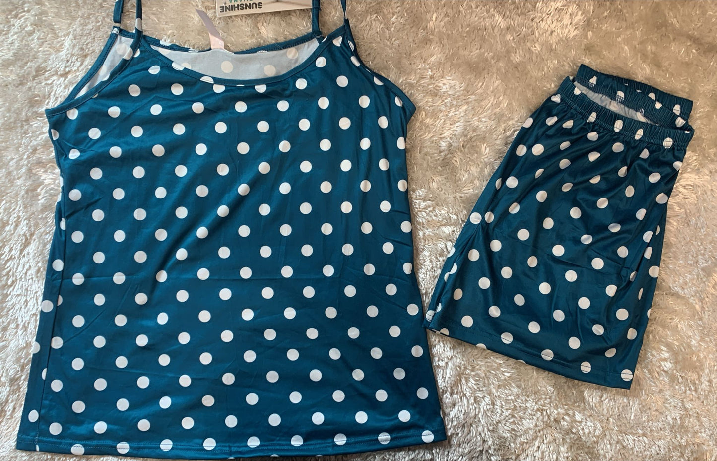 pigiama donna bretellina e pantaloncini fantasia pois