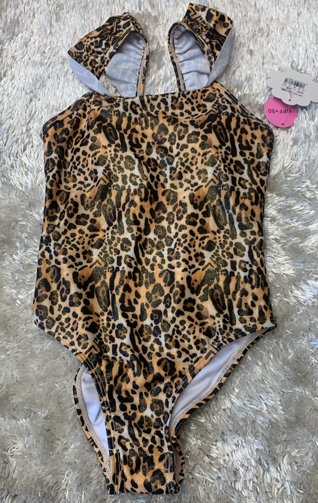 costume intero bimba con bretelline regolabili  fantasia leopardata ( l'articolo non può essere cambiato )