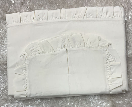 lenzuola matrimoniale con volant in policotone  lenzuolo di sopra 240x280 sotto con angoli 175x200 federe 50x80 cm