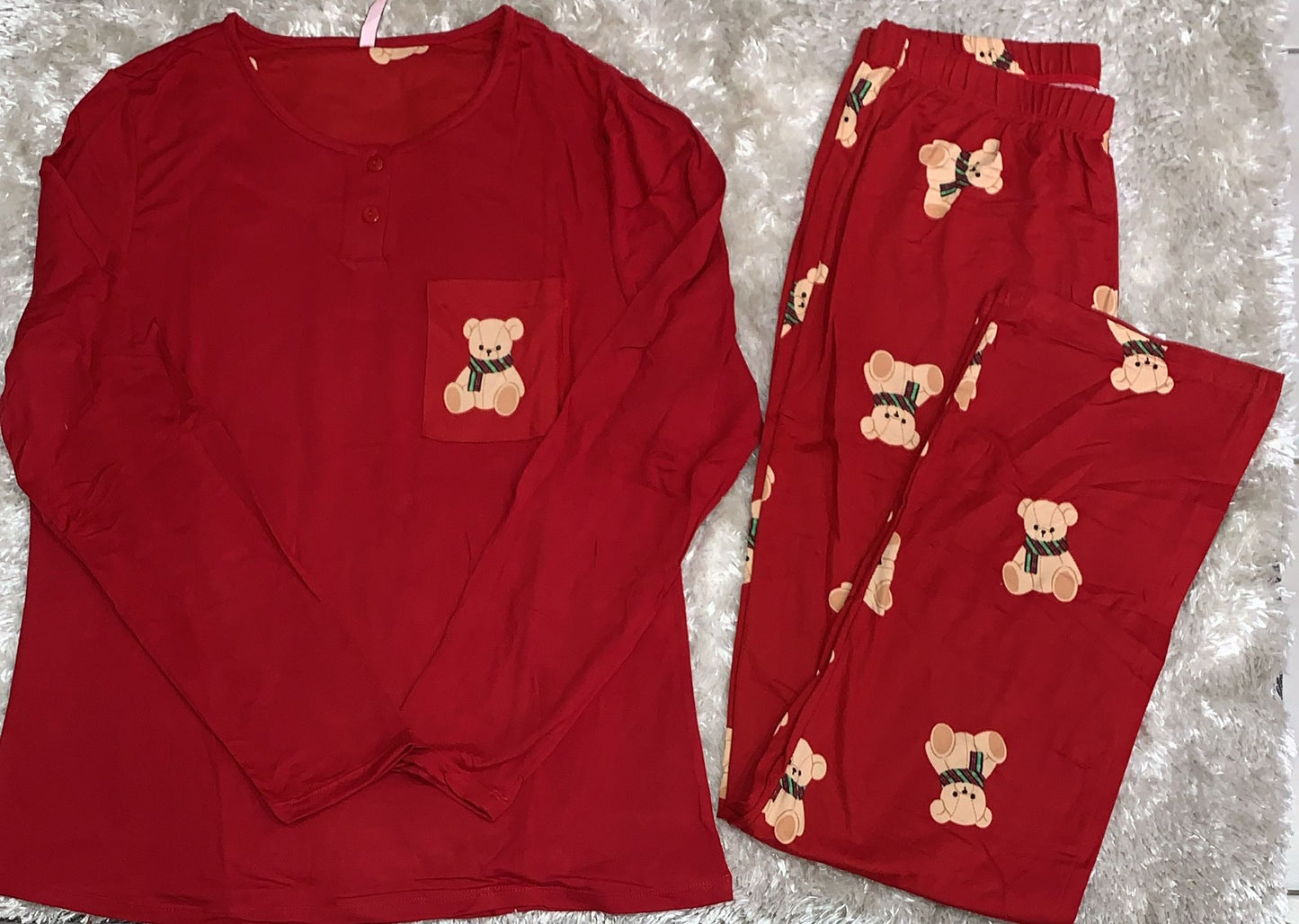 pigiama donna fantasia teddy con taschino lato cuore e 2 bottoncini super comodo x la sua vestibilita