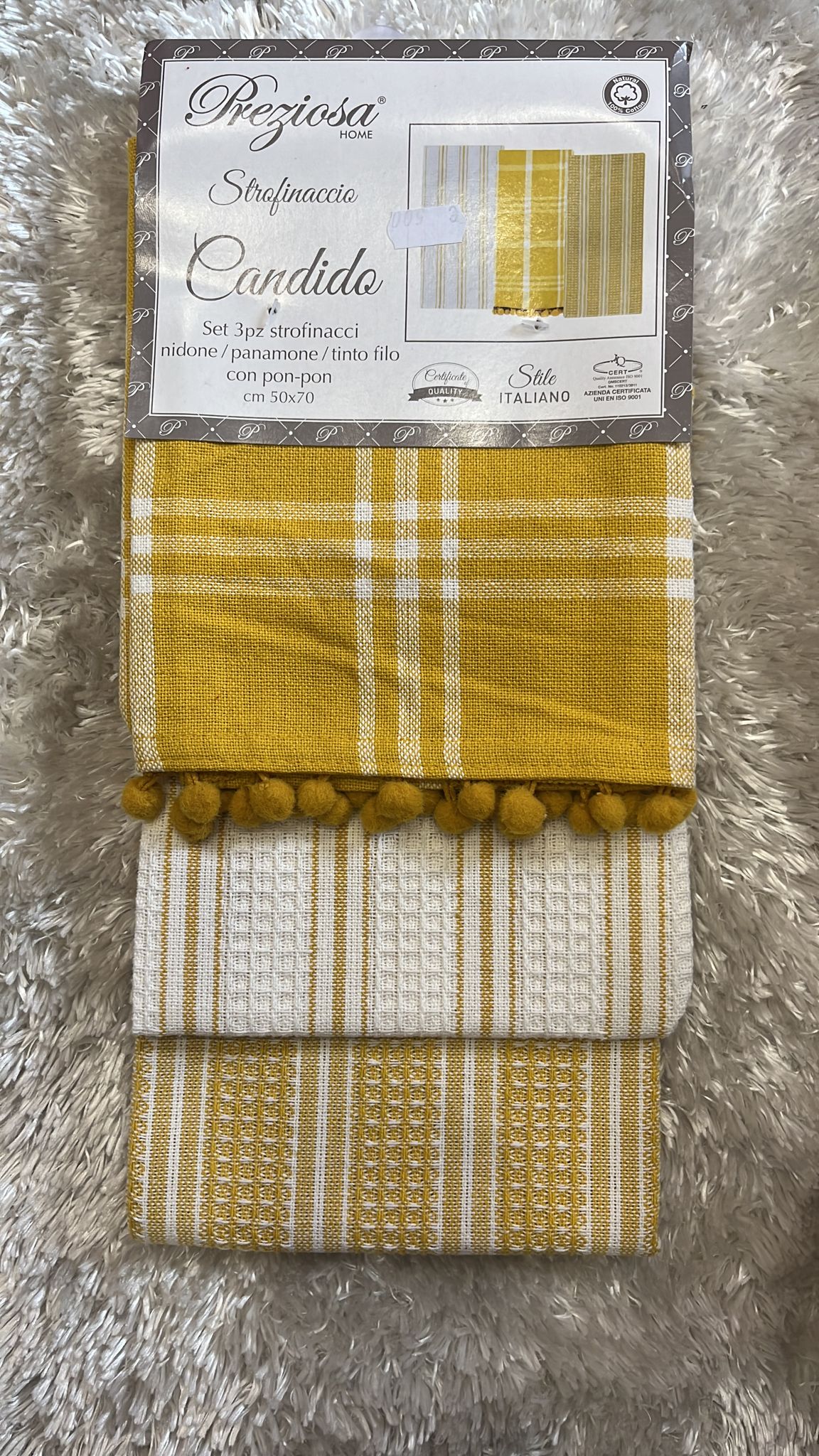 Set 3 strofinacci candida nido d ape e Panama 50x70