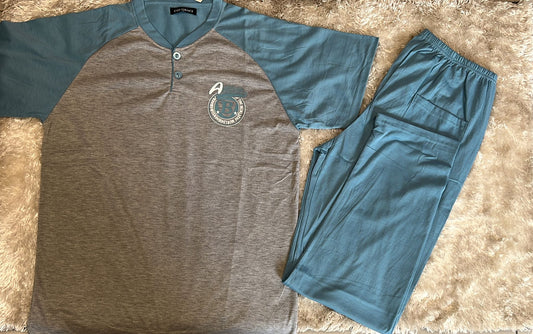 Pigiama uomo in cotone mezza manica e pantalone  Fantasia Athletic
