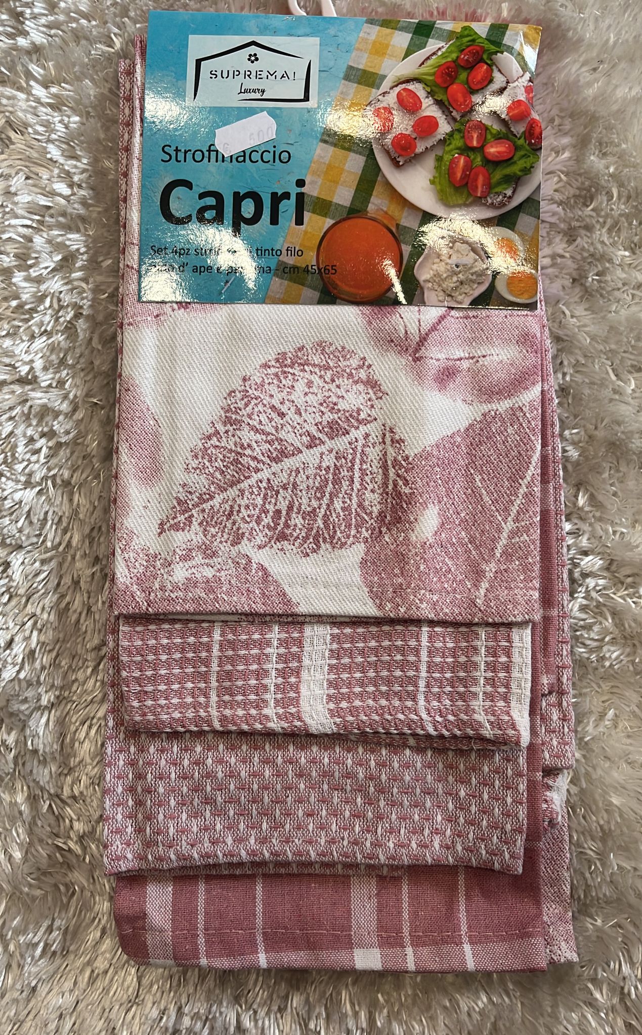 Set 4 strofinacci in cotone nido d ape e Panama 45c65 cm