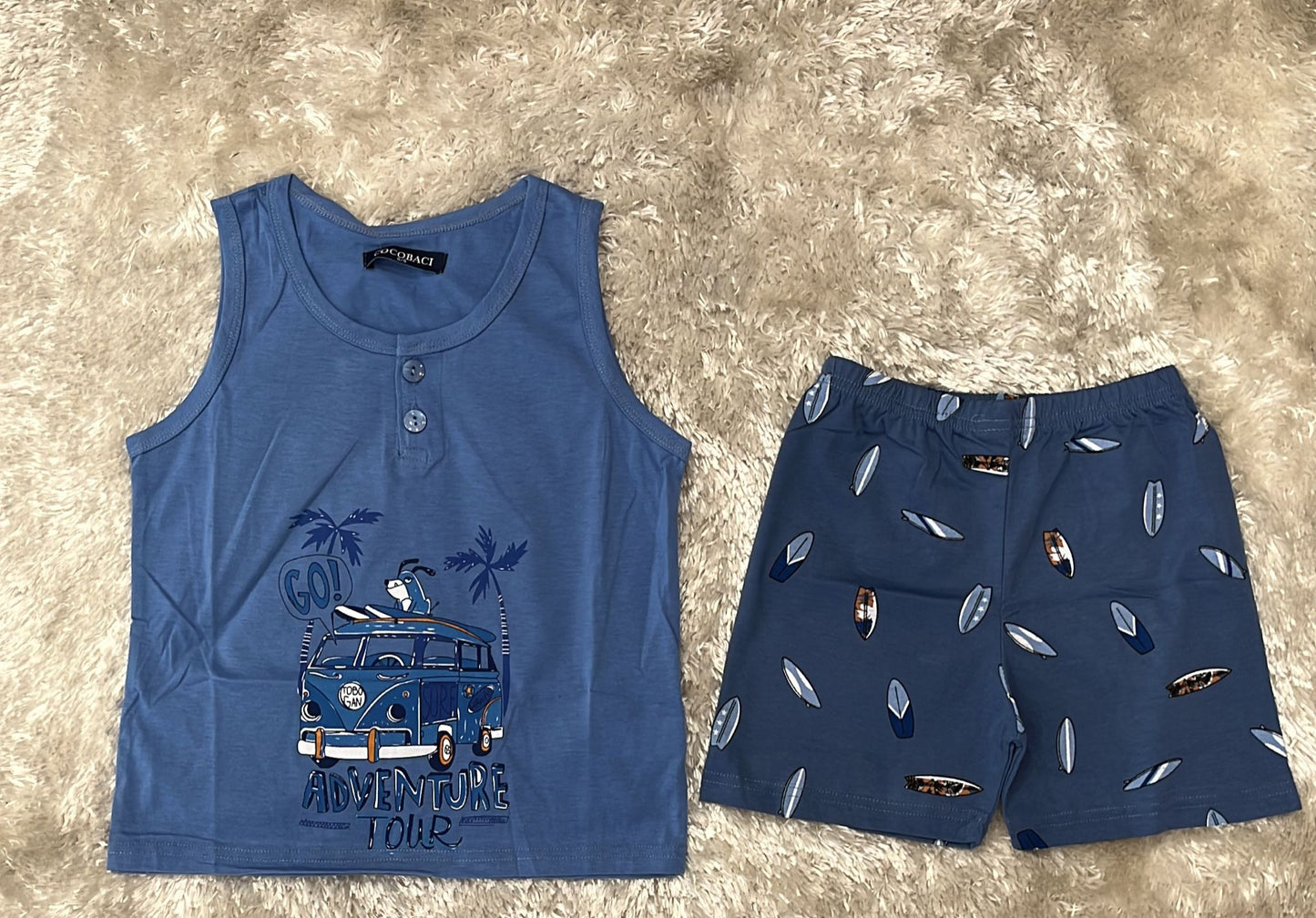 Pigiama bimbo in cotone  spalla larga e pantaloncino super fresco  Fantasia summer