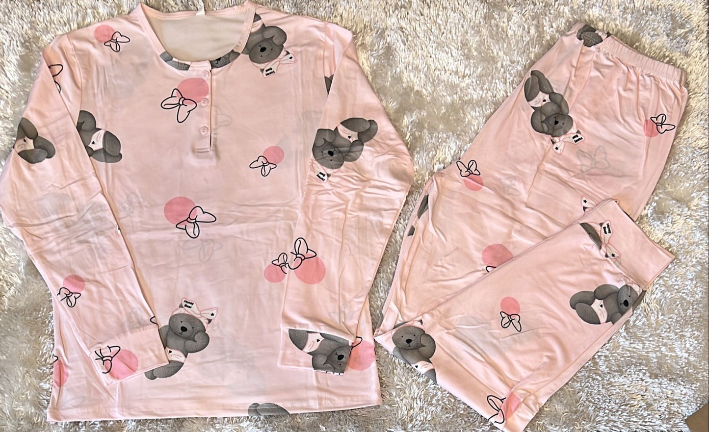 Pigiama donna in cotone fantasia orsetto elasticizzato super comodo x la sua vestibilita ( l'articolo non può essere cambiato )
