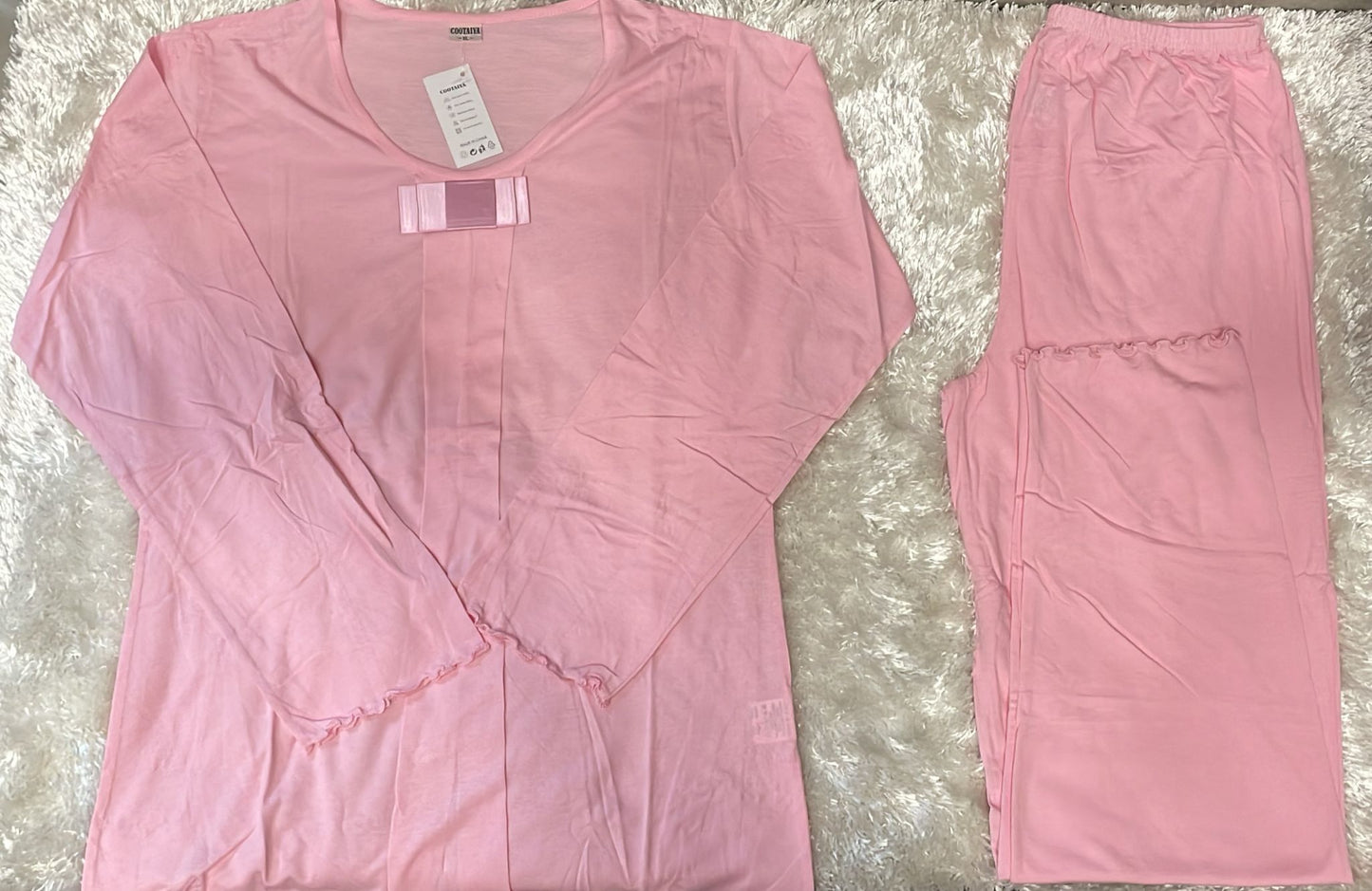 Pigiama donna in cotone elasticizzato super fresco e comodo con fiocchetto in raso
