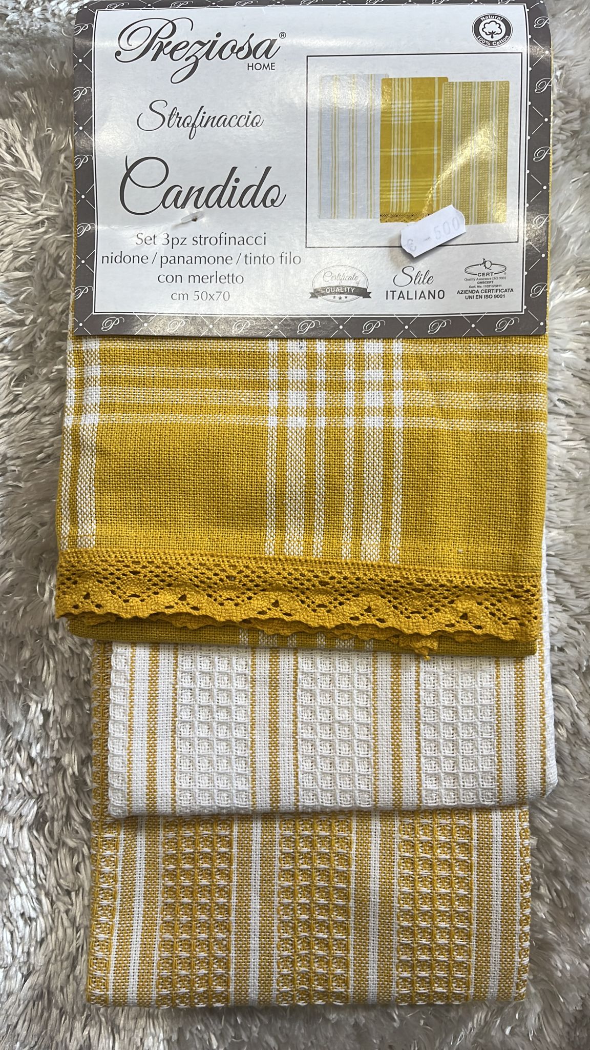 Set 3 strofinacci candida nido d ape e Panama 50x70