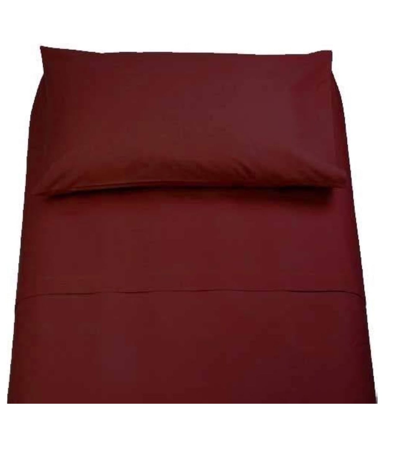 Maxy Completo letto singolo tinta unita  In puro cotone  lenzuolo sopra 150x290 cm lenzuolo sotto con angoli maxi  federa 52x82 colore bordeaux