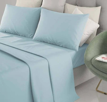 Completo letto singolo  tinta unita in puro cotone  lenzuolo sopra 150x290 cm lenzuolo sotto con angoli maxi 90x200 federa 50x80